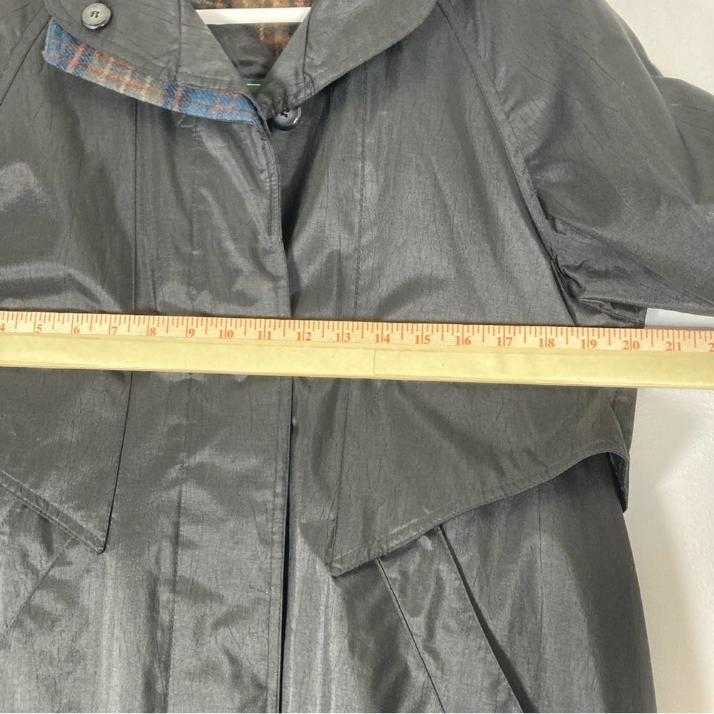 British Mist Trench Coat Flannel Lined Women's 3/4 Black Outdoor Waterproof Rain - Picture 7 of 11